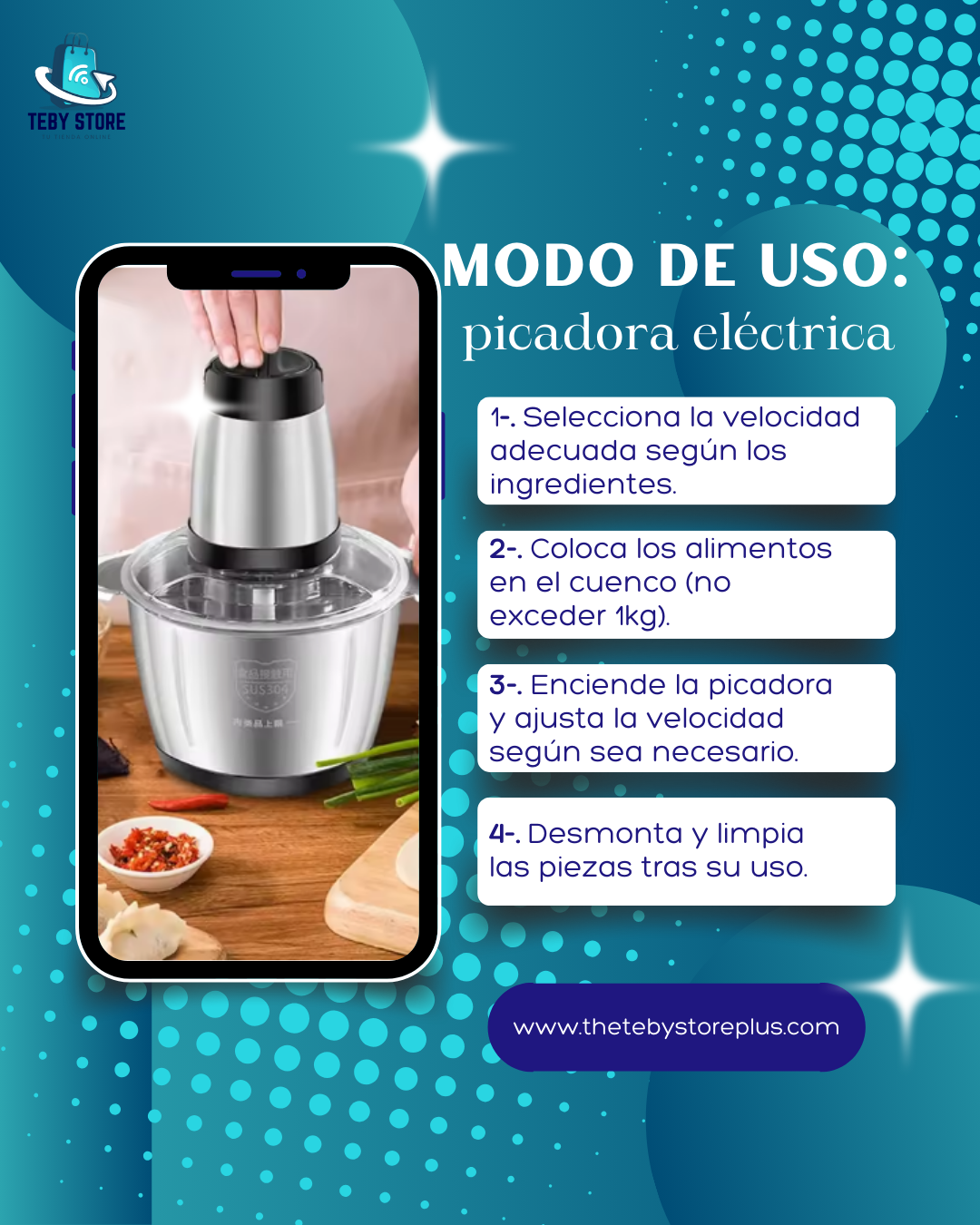 PICADORA ELECTRICA 2 VELOCIDADES✨🤩 ¡EL MEJOR ALIADO PARA TU COCINA!🎁¡ENVÍO GRATIS!🎁
